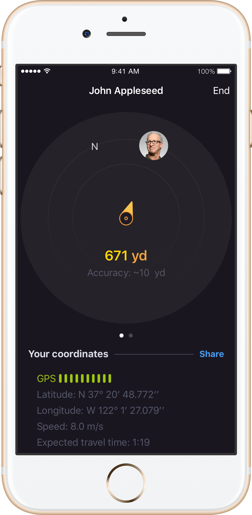 Two iPhones with Anchor Pointer arrows pointing to each other