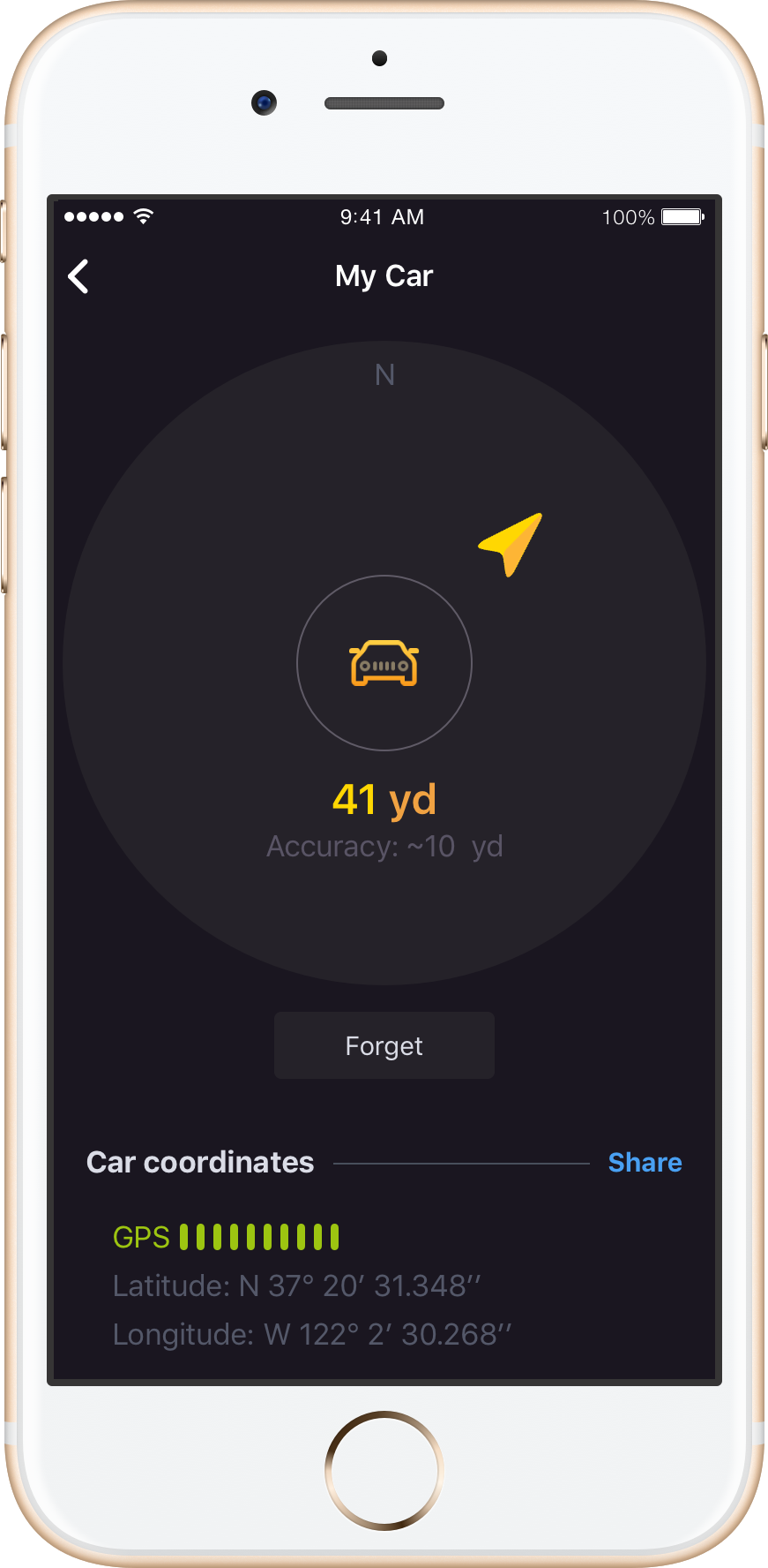 Anchor Pointer Park Car screen with Save button